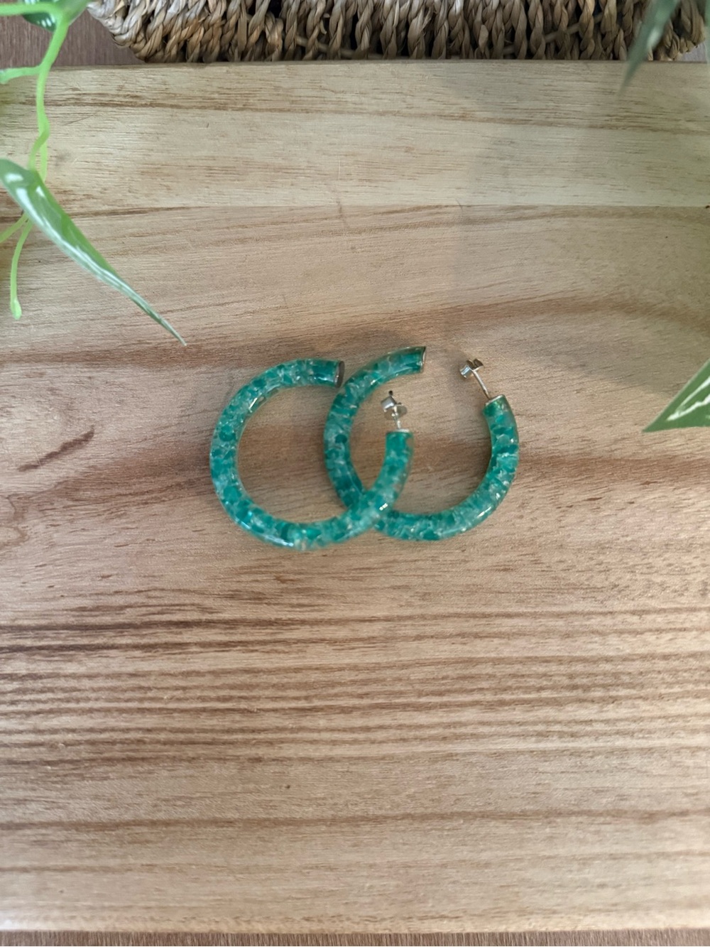 Kendra Scott Teal Marbled Hoop Earrings